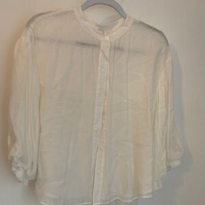 Fate Cream Sheer Button-Up Blouse